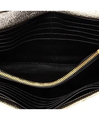 Pre-Owned Saint Laurent Medium Classic Monogram Wallet on Chain Matelasse Chevron Metallic Leather