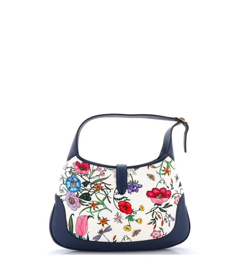 Pre-Owned Gucci Medium Jackie Hobo Flora Canvas with Leather