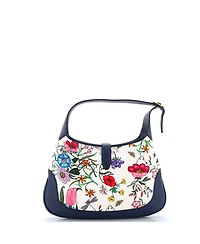 Pre-Owned Gucci Medium Jackie Hobo Flora Canvas with Leather