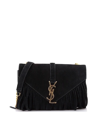 Pre-Owned Saint Laurent Small Classic Monogram Fringe Crossbody Bag Suede