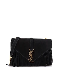 Pre-Owned Saint Laurent Small Classic Monogram Fringe Crossbody Bag Suede