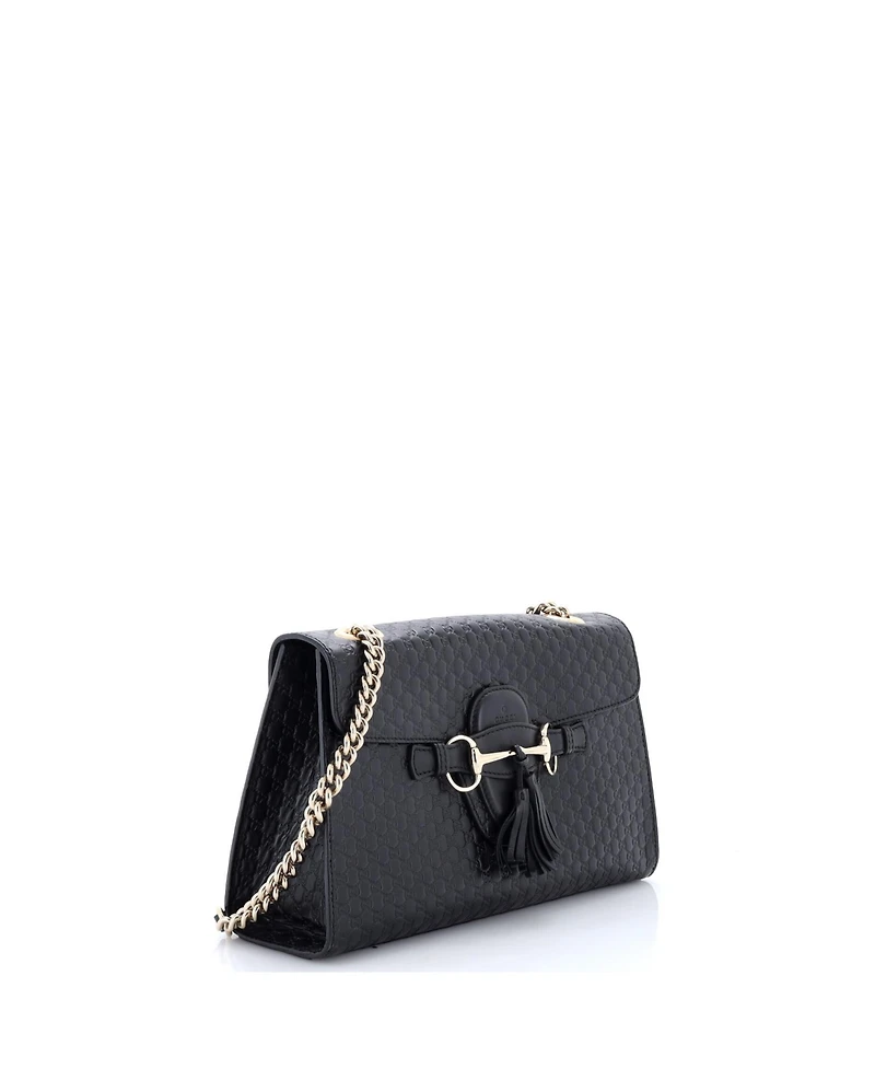Pre-Owned Gucci Medium Emily Chain Flap Bag Microguccissima Leather