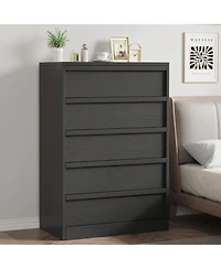 gaomon 5 Dresser for Bedroom, 43.3" Tall Dresser, Freestanding Horizontal Drawer with Storage, Wooden Closet Chest Storage for Living Room, Hallway