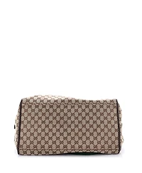 Pre-Owned Gucci Large Web Strap Side Snap Carry On Duffle Bag Gg Canvas