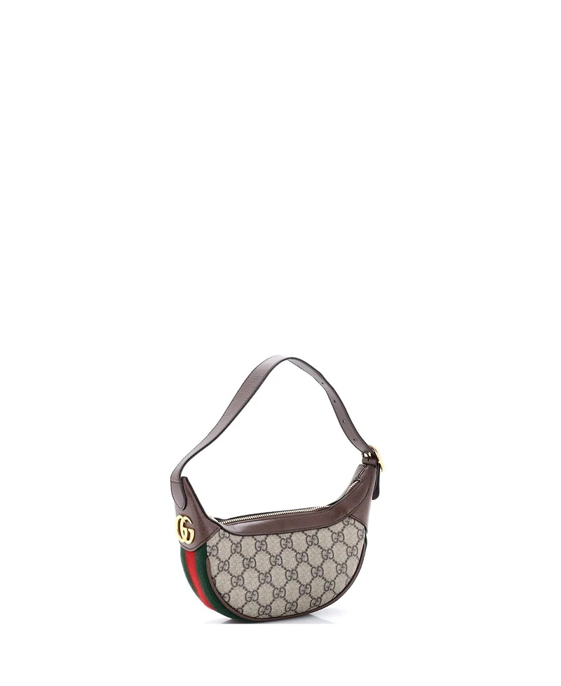 Pre-Owned Gucci Mini Ophidia Half Moon Bag Gg Coated Canvas