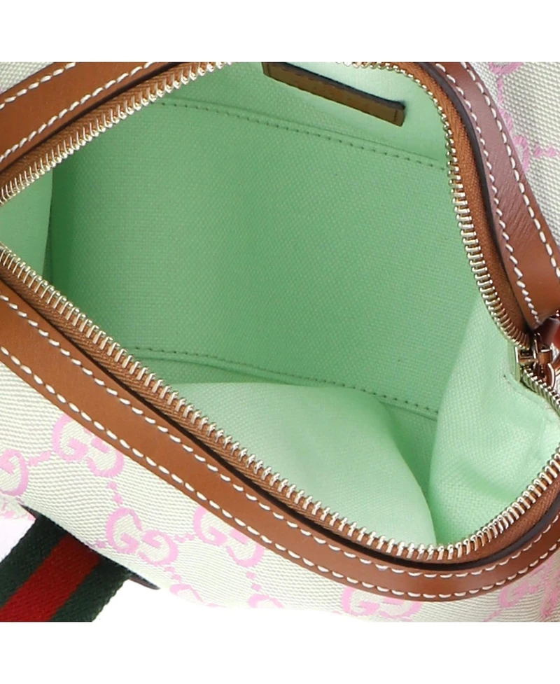 Pre-Owned Gucci Mini Web Boston Bag Gg Canvas