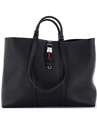 Pre-Owned Gucci Xl Web Buckle Top Handle Tote Leather