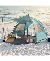 Sugift Beach Tent Sun Shelter with Extended Floor Mesh Vent Windows and Carry Bag
