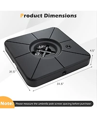 Sugift Cantilever Patio Umbrella Base 220 lb Water and Sand Fillable Weighted Stand