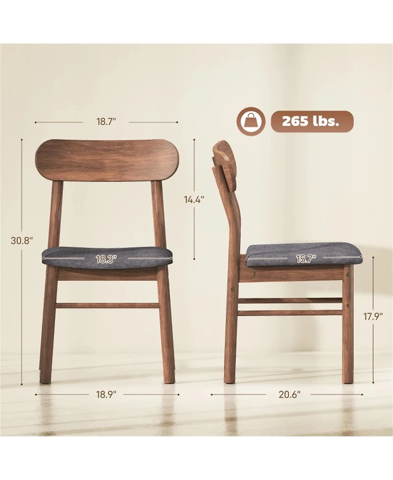 Clihome Set of 4 Comfortable Arched Back Dining Chairs - Upholstered Kitchen Chairs with Padded Seats