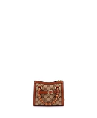 Pre-Owned Gucci Mini Diana Nm Bamboo Handle Tote Crystal Embellished Gg Canvas