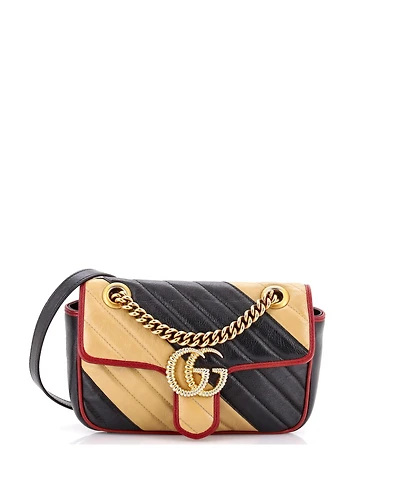 Pre-Owned Gucci Mini Gg Marmont Flap Bag Diagonal Quilted Leather