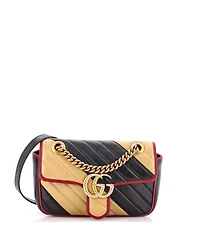 Pre-Owned Gucci Mini Gg Marmont Flap Bag Diagonal Quilted Leather