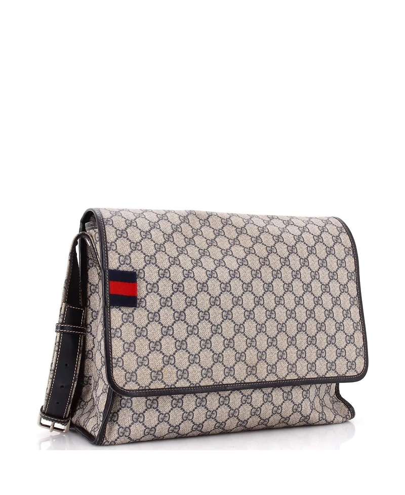 Pre-Owned Gucci Large Web Loop Messenger Gg Coated Canvas