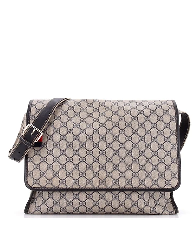 Pre-Owned Gucci Large Web Loop Messenger Gg Coated Canvas
