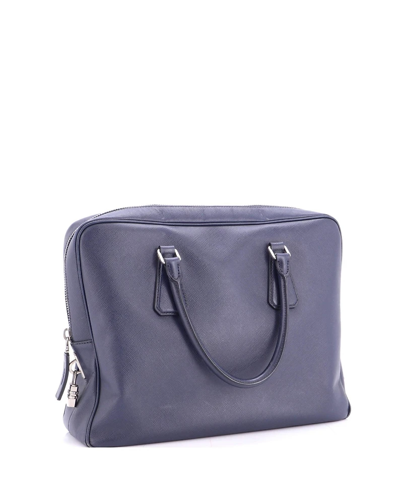 Pre-Owned Prada Large Zip Around Briefcase Saffiano Leather
