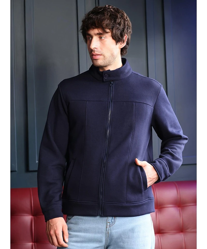 Campus Sutra Men's Panel-Stitch Knit Sweatshirt