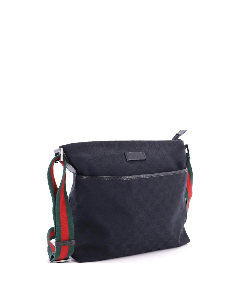 Pre-Owned Gucci Medium Front Pocket Web Messenger Gg Canvas