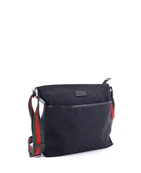 Pre-Owned Gucci Medium Front Pocket Web Messenger Gg Canvas