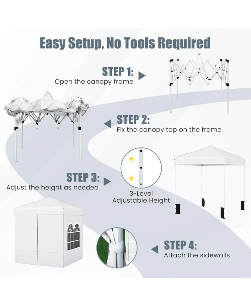 Sugift 6.5 x 6.5 Feet Pop Up Canopy Tent with 4 Sidewalls and Wheeled Bag