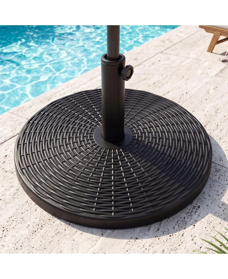 Sugift Concrete Patio Umbrella Base with Rattan Pattern for Parasol 1.5-1.9in Poles