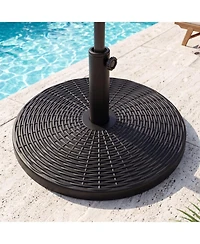 Sugift Concrete Patio Umbrella Base with Rattan Pattern for Parasol 1.5-1.9in Poles
