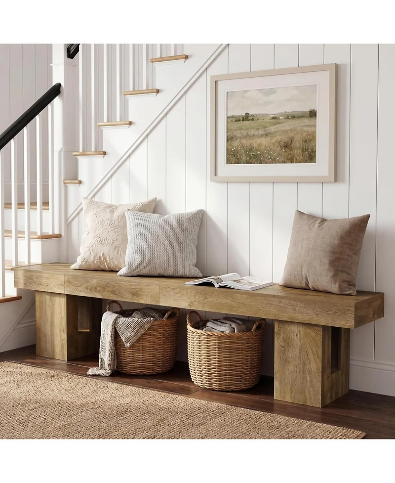 Tribesigns Entryway Bench, 83-Inch Shoe Bench with Sturdy Base, Modern Rustic Decorative Seat