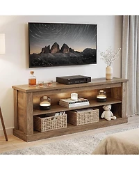 Tribesigns 63" Tv Stand for TVs up to 70", Rustic Television Stand with 2 Open Shelves, Wooden Entertainment Center