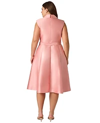 Adrianna Papell Plus Lapel Mikado Knee-Length Dress