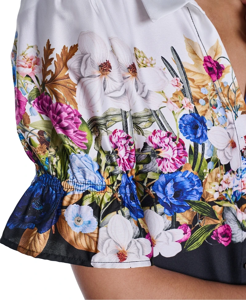 Karl Lagerfeld Paris Women's Floral Button-Front Blouse