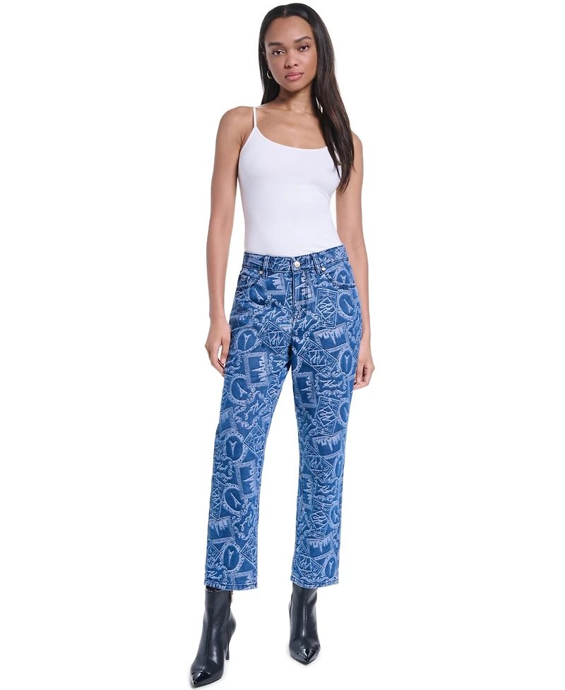 Karl Lagerfeld Paris Women's Printed Denim Pants