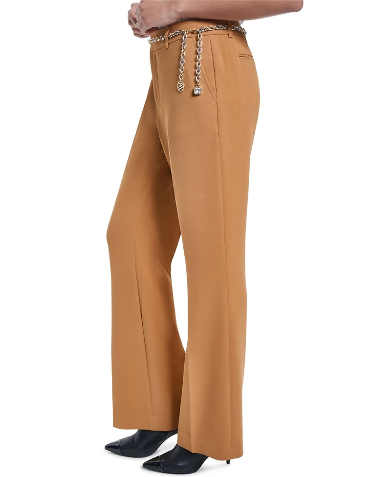 Karl Lagerfeld Paris Women's Mid-Rise Chain Belt Pants