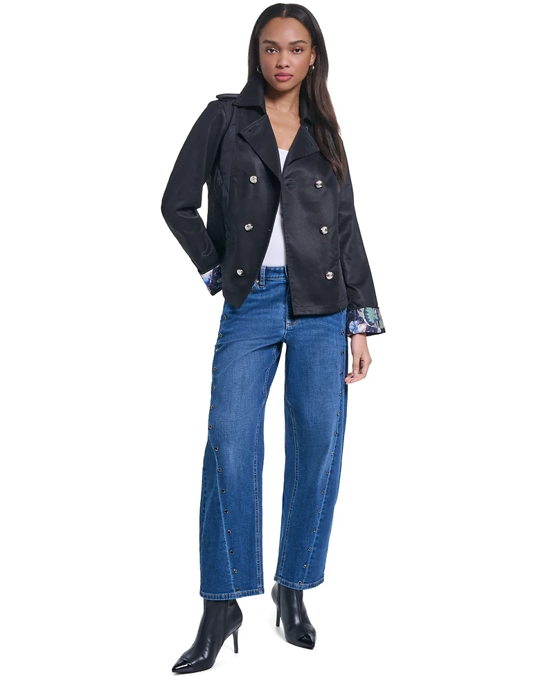 Karl Lagerfeld Paris Women's Cropped Button-Front Jacket