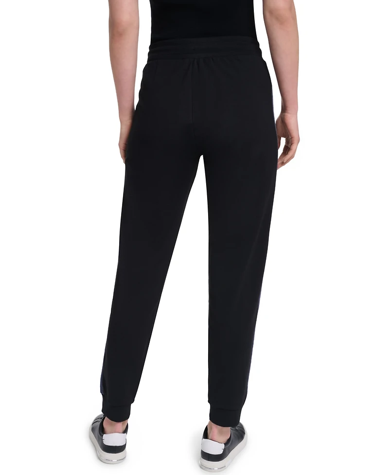 Karl Lagerfeld Paris Women's Denim Contrast Jogger Pull-On Ankle Pants