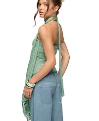 Edikted Women's Two-Piece Sequin Knit Scarf Top
