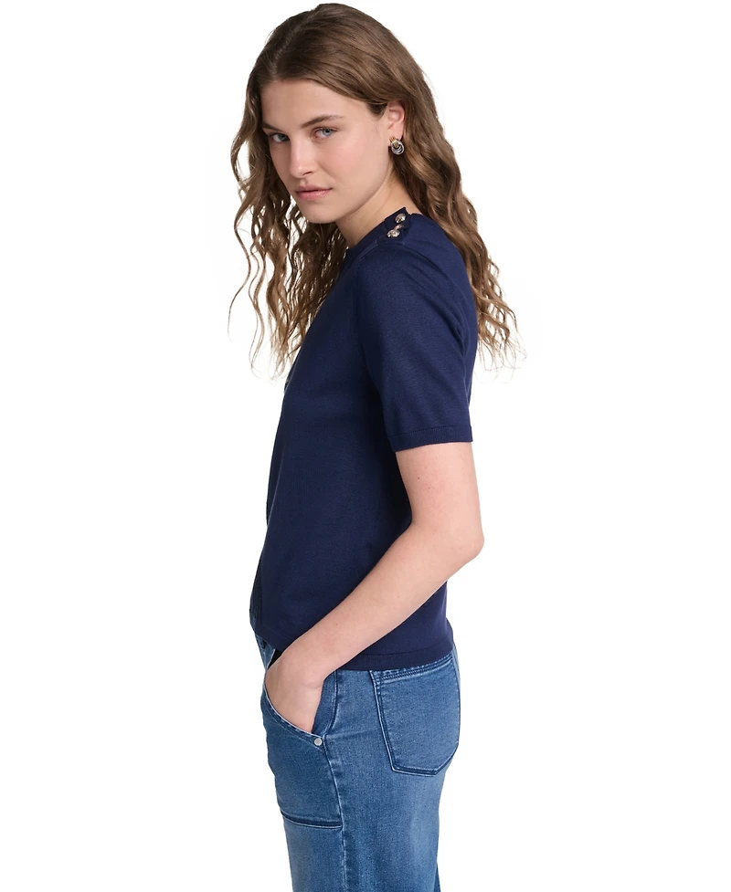 Karl Lagerfeld Paris Women's Crewneck Short-Sleeve Sweater