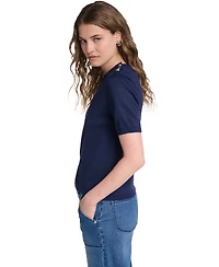 Karl Lagerfeld Paris Women's Crewneck Short-Sleeve Sweater
