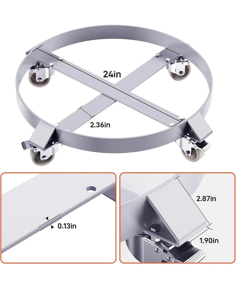 gaomon 4 Pack 55 Gallon Drum Dolly 1000 lb Capacity Heavy Duty Steel Drum Caddy with 4 Swivel Casters Barrel Cart for Warehouse