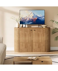 Tribesigns 47" Tv Stand for Tvs up to 55 Inches, Farmhouse Entertainment Center with Storage Cabinet, Wooden TV Media Console for Living Room, Bedroom