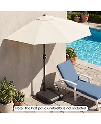 Sugift Half Patio Umbrella Base 48.5 lb Water and Sand Fillable Stand with Adapters