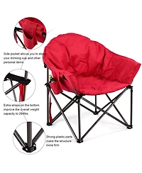 Sugift Oversized Folding Camping Moon Chair with Cup Holder and Side Storage Pocket