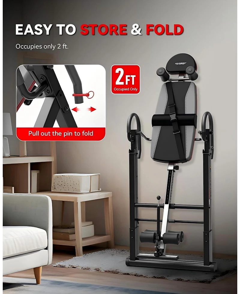 Harison Heavy Duty Inversion Table for Back Pain Relief, 350 Lbs Capacity (Hrm-40511)