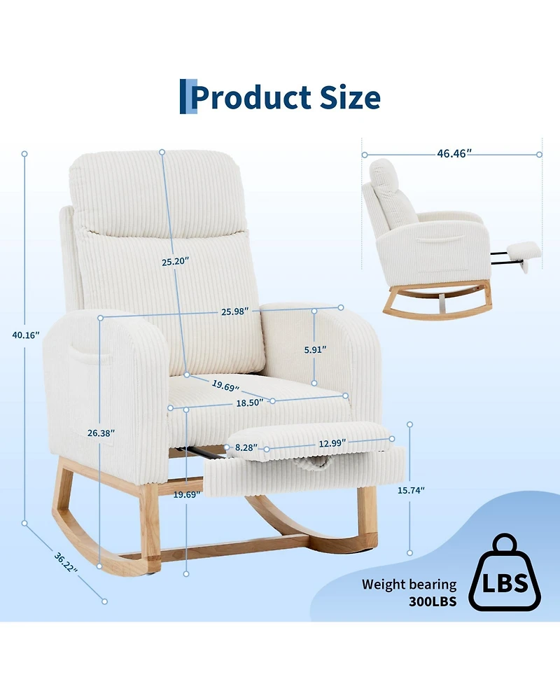 gaomon Recliner Armchair, Rocking Chair Nursery Chairs with Foot Rest for Living Room,Bedroom