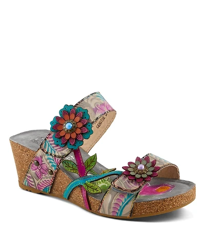 L'Artiste Women's Spring Step Moai Slide with Leather Upper