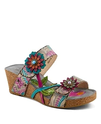 L'Artiste Women's Spring Step Moai Slide with Leather Upper