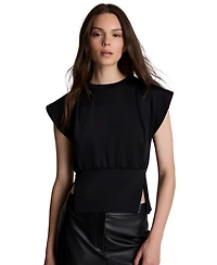 Kenneth Cole Women's Crewneck Side-Cutout Cropped Sweater
