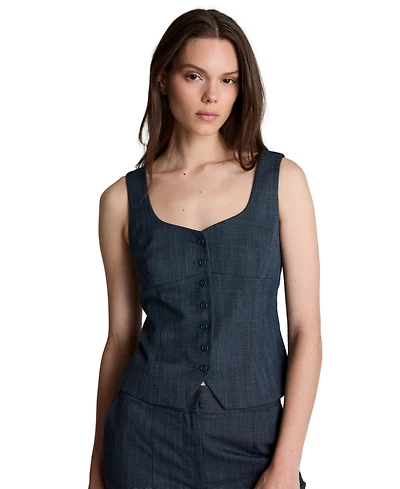 Kenneth Cole Women's Sleeveless Button-Front Bustier Vest