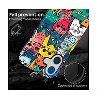 Gonez Case for iPhone 16, 2-in-1 Dual-Layer Shockproof Protection, Funny Cat Art Glossy