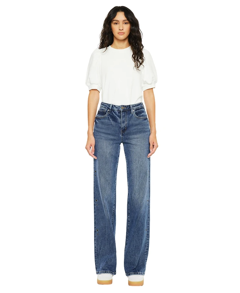 KanCan Women's Hailey High Rise 90's Flare Jeans