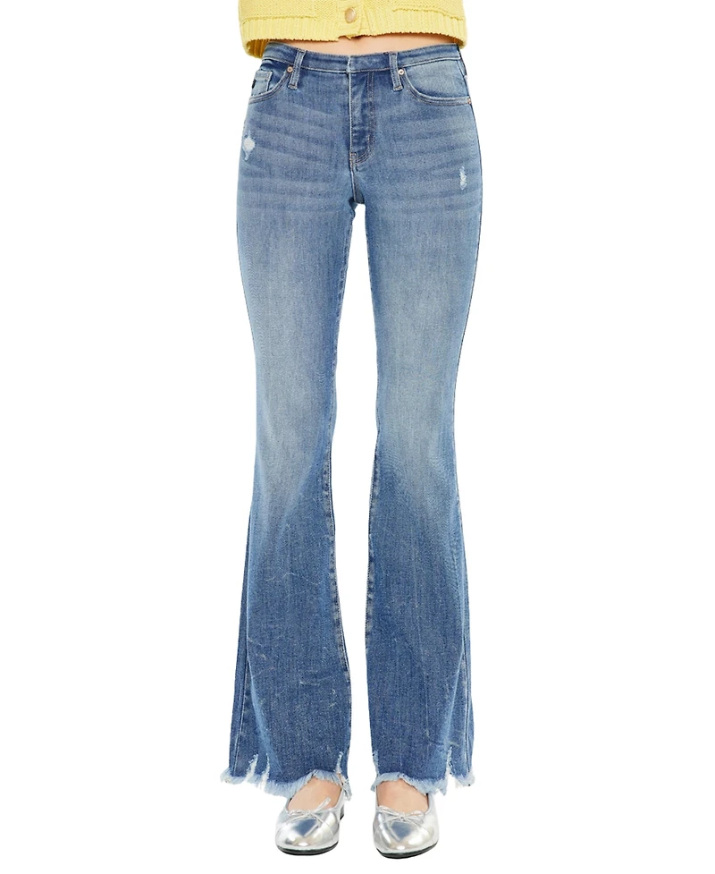 KanCan Women's Jennie Mid Rise Wide-Leg Jeans